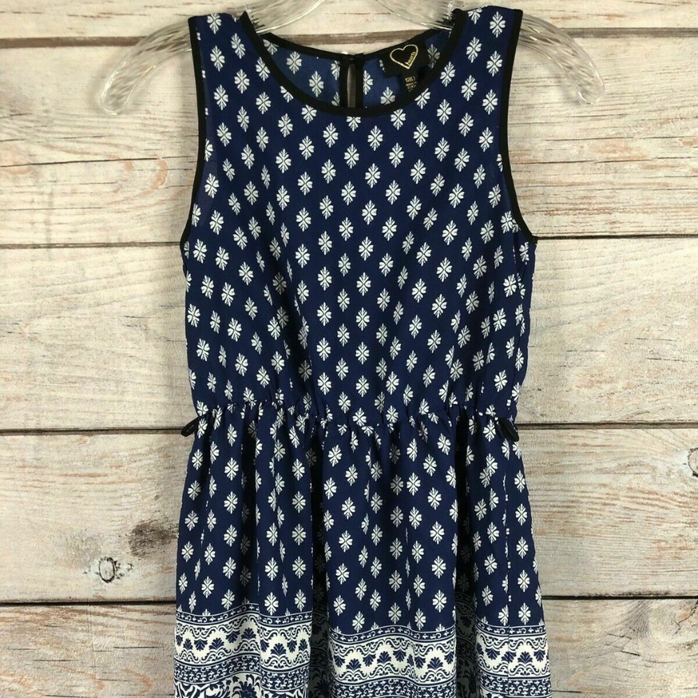 Heart Girl's Dress Blue/White